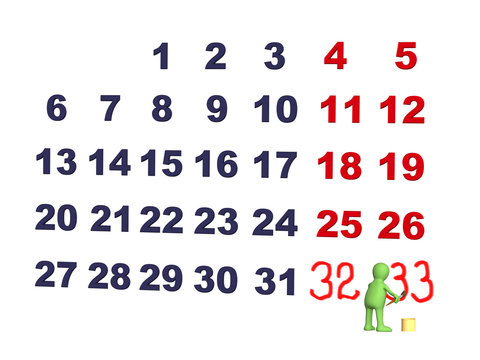 Person - puppet, adding numbers in a calendar