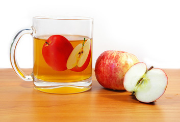 Ripe apples and juice