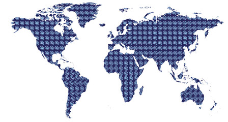 Map World in @ (Europe centred)