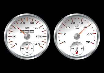 White dashboard car isolated over black background