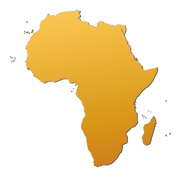 Africa map filled with orange gradient. Mercator projection.