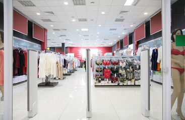 department of female underwear in store