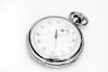 Old stopwatch isolated on white