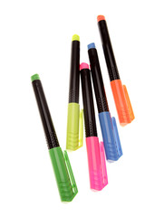 Colored pens isolated on white background