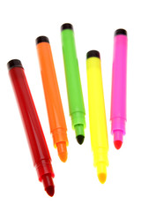 Colored pens isolated on white background