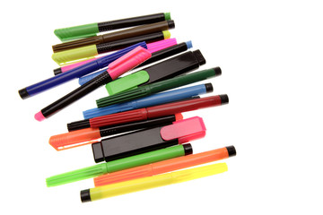 Colored pens isolated on white background