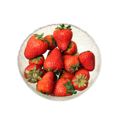 Bowl with strawberry isolated on a white background