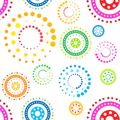 Colorful seamless circles pattern on white background