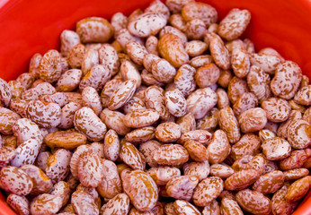 a close-up of beans soaked into the water