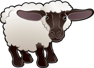 Cute Ram Sheep Farm Animal Vector Illustration