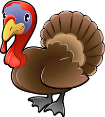 Cute Turkey Farm Animal Vector Illustration