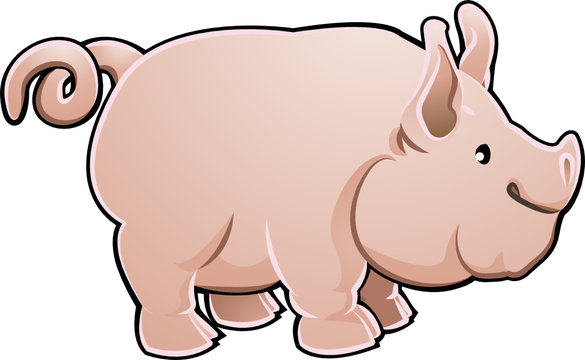 Cute Pig Farm Animal Vector Illustration