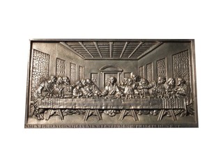 A Metal Plaque Depicting the Last Supper.