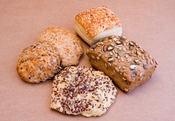 setting of various kind of wholegrain bakery