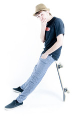 Emotional teenager sitting on skate