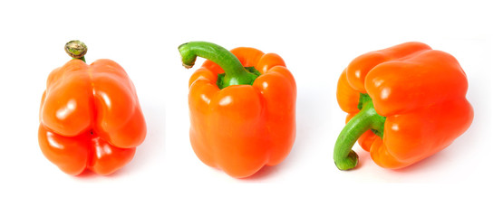 Poivrons oranges sur fond blanc