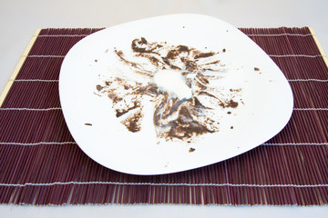 plate with poppy seed sauce and yogurt