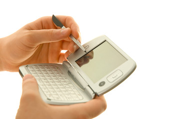 PDA and stylus in hand