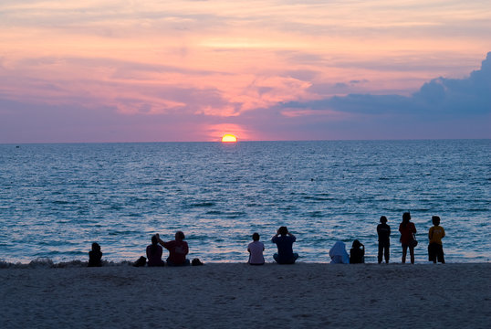sunset at the Patong beach, Phuket, Thailand