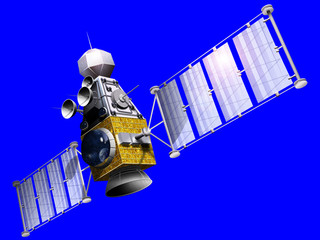 Military Satellite on blue