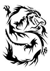 Black silhouette - an japanese dragon