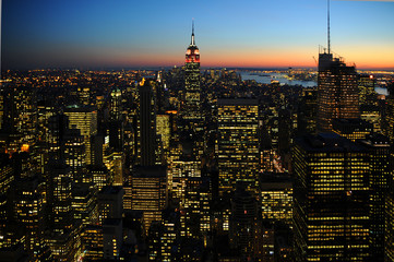 Manhattan NY skyline panorama nachtaufnahme