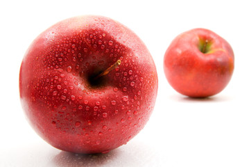 wet apples isolated