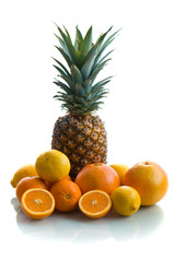 Fototapeta na wymiar Fresh citrus fruits on white background