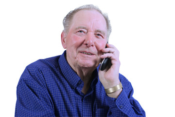 Elderly man using cell phone