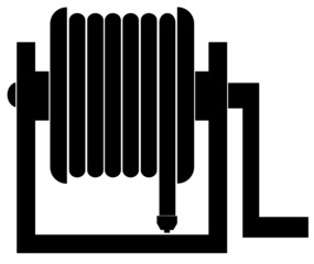 silhouette of black garden hose reel 