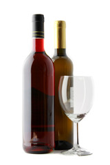 Weinflaschen mit Glas
