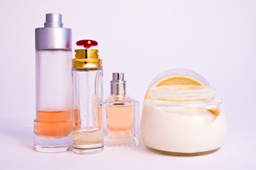 a close-up of cosmetics set up