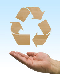 recycle wood hand