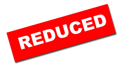 red and white reduced sign 