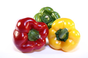 Three colorful peppers