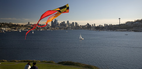 Lake Union with Kite and Space Needle, Seattle, Washington