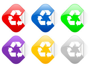 recycle symbol square stickers