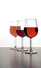 Three glass of  red wine