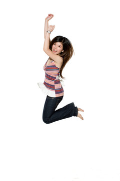 happy teenger jumping excitedly