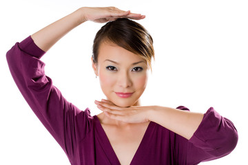 woman use hands to frame her face