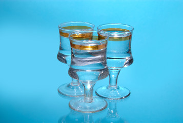 Transparent glass fulfilled water