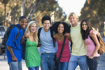 Group of young friends having fun