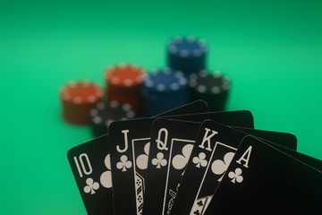 Poker Hand - Clubs Straight Flush