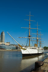 Fototapeta na wymiar Old frigate. Buenos Aires harbor.