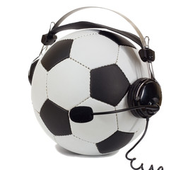 soccer concept, ball in headphones as commentator - 7316211