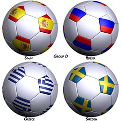 Obraz premium Four soccer-balls with flags