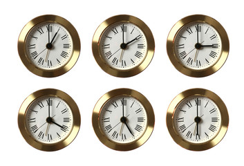 Six Clocks Showing Different Time