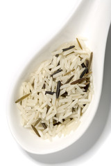spoonful of wild rice isolated