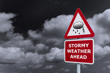 Stormy weather signpost
