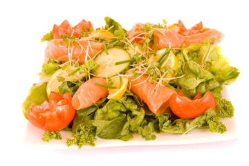 Plate filled with Smoked Salmon and Salad